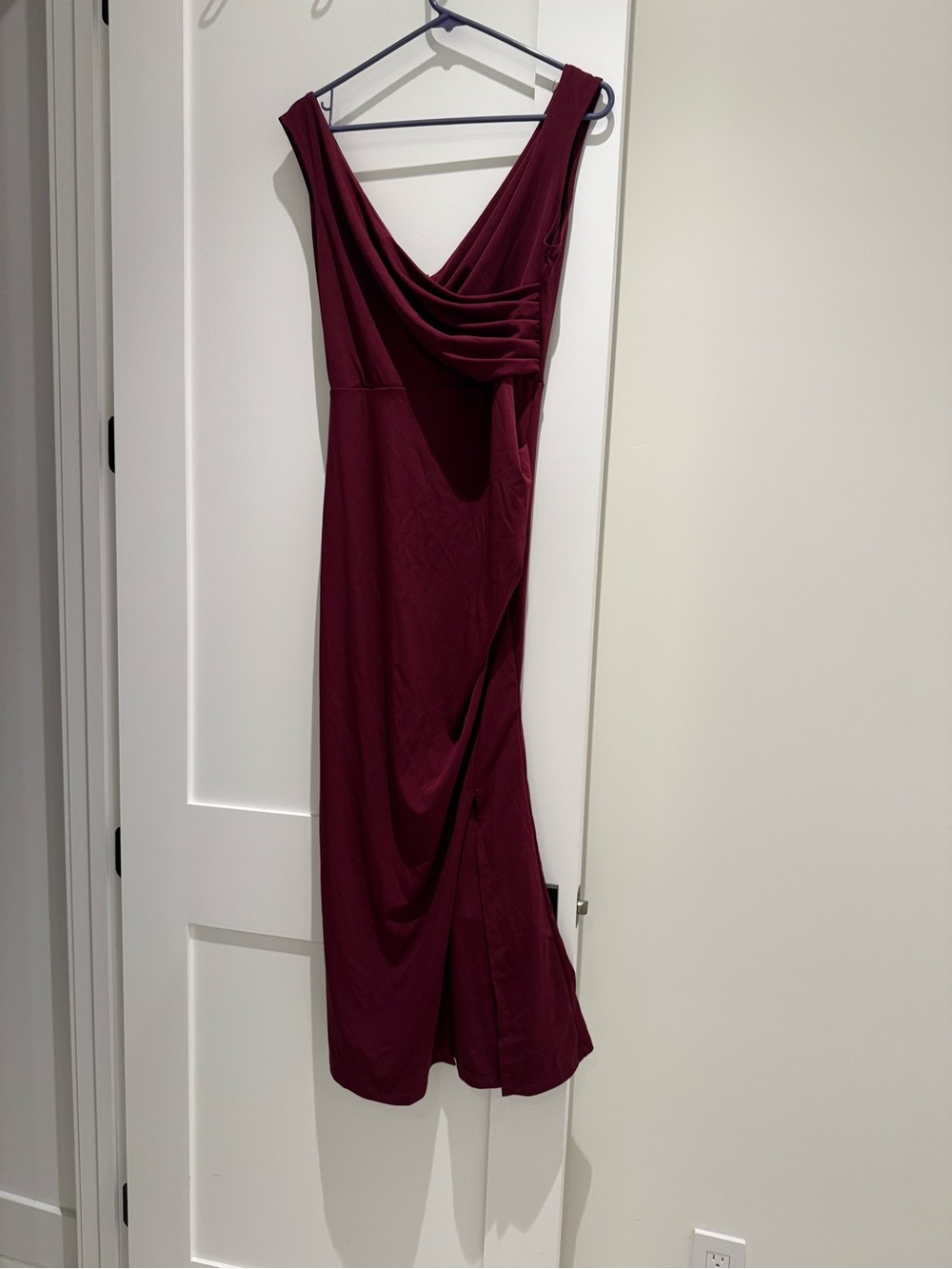 Elegant Draped Midi Dress in Burgundy